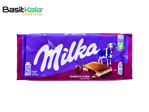 تابلت شکلات شیری با کرم گیلاس 100 گرم میلکا