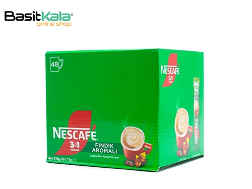 کافی میکس 3 در 1 ساشه‌ای فندقی بسته 48 عددی نسکافه