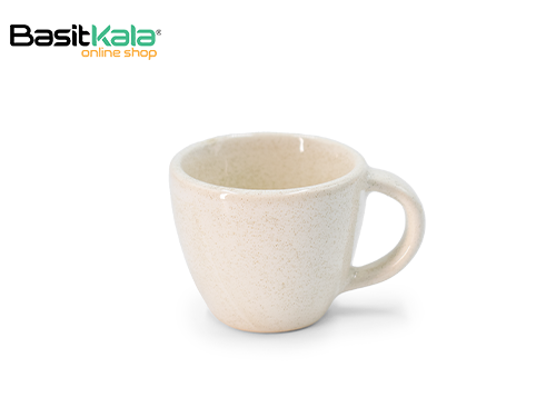 فنجان قهوه خوری سرامیکی کرمی خال دار سینگل