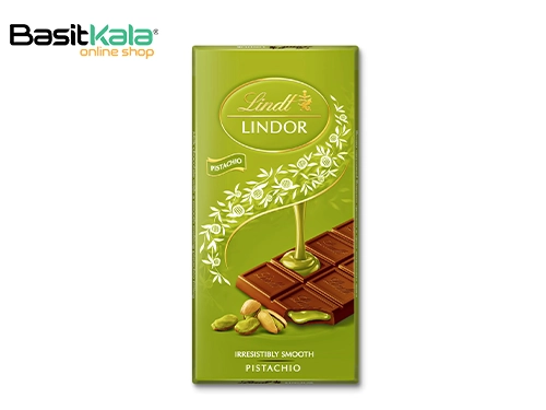 تابلت شکلات شیری با مغز کرم پسته ۱۰۰ گرمی مدل لیندور لینت