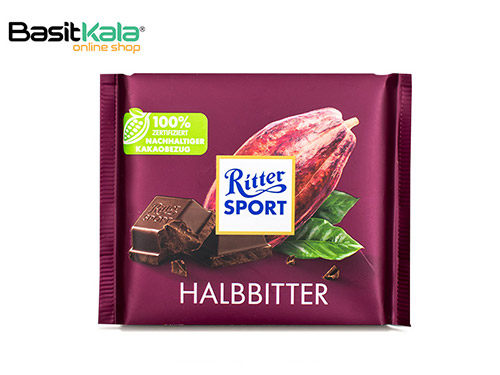 تابلت شکلات شيري با طعم شکلات50% تلخ و شيرين 100 گرم ریتر اسپرت Ritter Sport Halbbitter