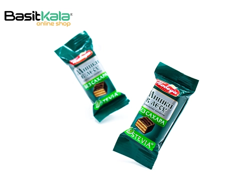 مینی ویفر بدون قند با روکش شکلات تلخ پوبدا