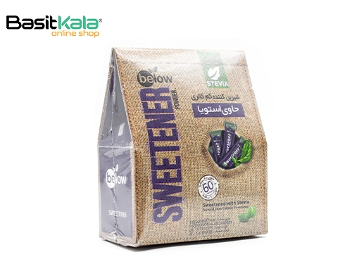 شیرین کننده کم کالری ساشه‌ای گیاه استویا بسته 60 عددی بی لو