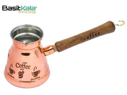 قهوه‌جوش (جذوه) مسی طرح قهوه دسته چوبی 4 کاپ