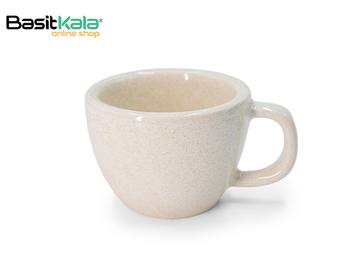 فنجان قهوه خوری سرامیکی کرمی خال دار دبل