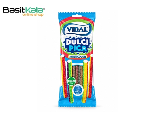 پاستیل شکری لوله ای رنگارنگ 90 گرمی ویدال