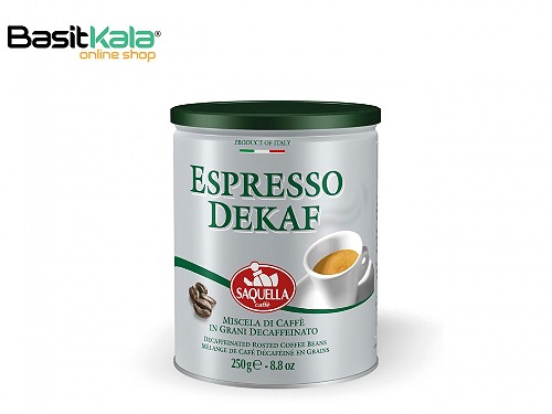 دانه قهوه بدون کافئین 250 گرمی مدل اسپرسو دیکف ساکوئلا SAQUELLA