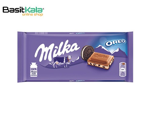 تابلت شکلات شیری با مغز بیسکوییت اورئو و کرم وانیلی 100 گرمی میلکا Milka Oreo