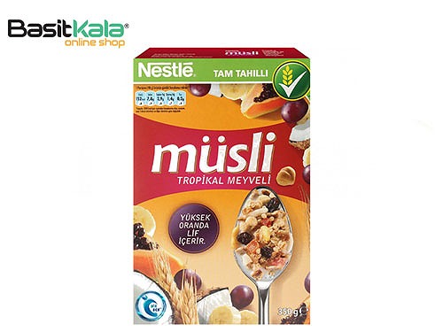 غلات صبحانه حاوی میوه های گرمسیری و مغز 350 گرمی موسلی  Nestle Musli
