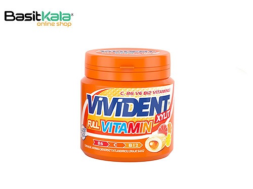 آدامس میوه ای مغزدار بدون قند 90 گرمی فول ویتامین ویویدنت VIVIDENT full vitamin