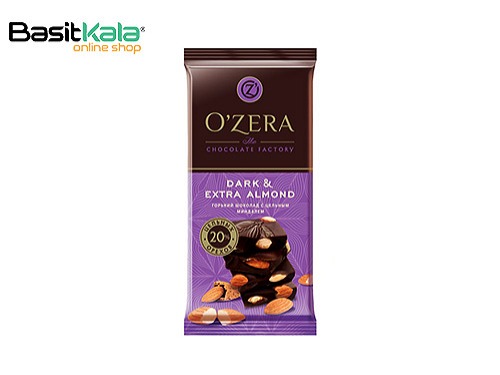شکلات تلخ دارک اند اکسترا آلموند با مغز بادام کامل 90 گرم اوزرا Ozera dark & extra almond