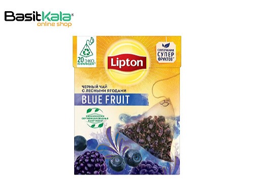 چای سیاه با تکه های میوه های آبی رنگ کیسه ای 20 عددی لیپتون LIPTON blue fruit tea