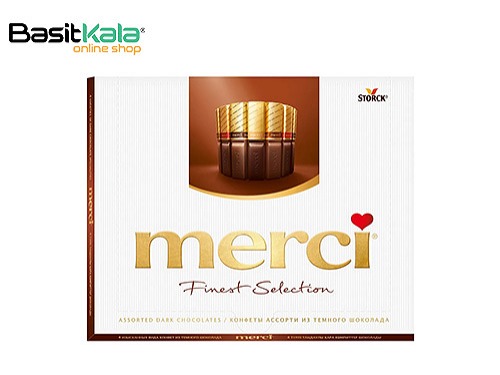 شکلات کادویی سری فاینست سلکشن شامل چهارنوع شکلات تلخ 250 گرم مرسی MERCI finest selection
