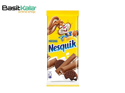 تابلت شکلات شیری با مغز کرم شیری و تکه های بیسکوییت شکلاتی 95 گرم نسکوئیک Nestle Nesquik