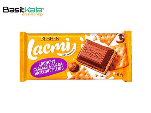 شکلات شیری با مغز کرم کاکائو فندقی و کراکر ترد لکمی Roshen Lacmi