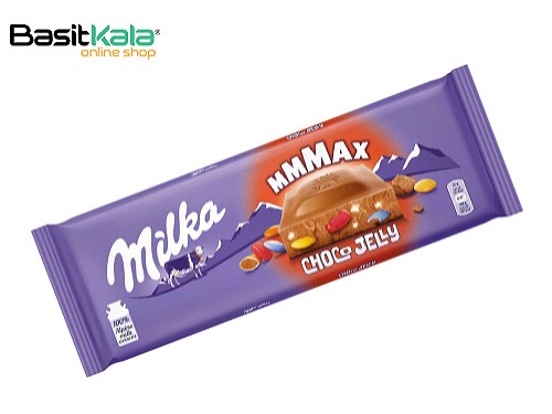 تابلت شکلات شیری با مغز اسمارتیز، ژله و شکلات جرقه ای 250 گرمی میلکا مکس Milka MMMAX Choco Jelly