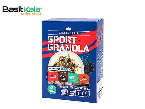 گرانولا ورزشی جودوسر و خرما 250 گرم چاربان Chaarbaan sport granola