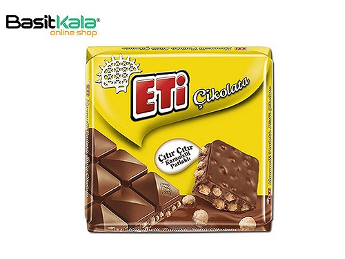 شکلات با مغز تکه های ترد و پفکی کاراملی 57 گرم اتی چیکولاتا Eti cikolata