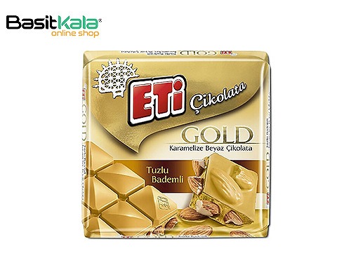 شکلات سفید کاراملی با مغز بادام شور 60 گرم اتی چیکولاتا گلد ETi cikolata GOLD