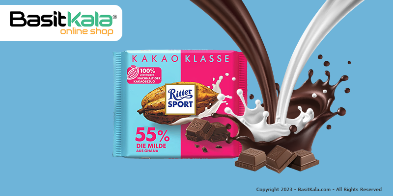 معرفی شکلات تلخ 55% شیری ریتر اسپرت