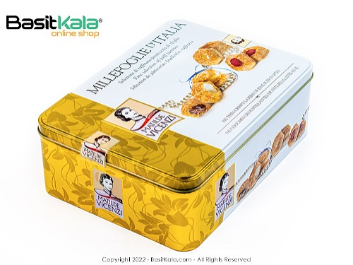 جعبه فلزی کادویی مخلوط شیرینی های میله فولیه ایتالیایی ماتیلدا ویچنزی MATILDE VICENZI millefoglie
