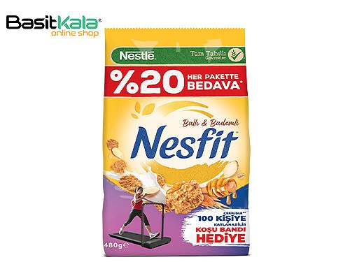 غلات صبحانه با دانه های کامل حاوی عسل و بادام 480 گرمی نسفیت نستله Nestle NESFIT