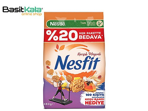 غلات صبحانه نستله ترکیب دانه های کامل غلات و مخلوط میوه ها 480 گرمی نسفیت Nestle NESFIT