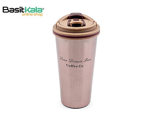 فلاسک (تراول ماگ) گرم و سرد پیاده روی کافی کو با دسته تاشو و خروجی قفل دار 450 میلی لیتر وکیوم کاپ Vacuum Cup