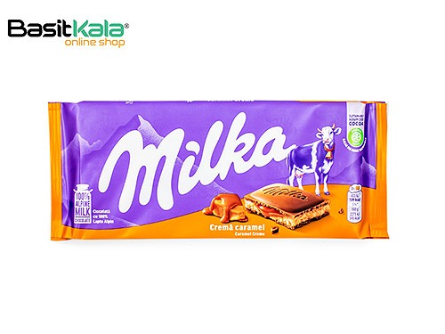تابلت شکلات شیری با مغز کرم شیری کاراملی 100 گرمی میلکا Milka caramel creme