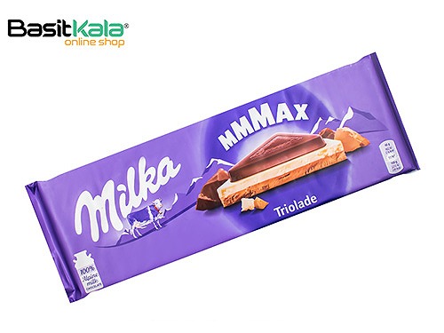 تابلت شکلاتی مثلثی تریولاد با دو لایه شکلات شیری و یک لایه شکلات سفید 280 گرم میلکا مکس Milka MMMAX triolade