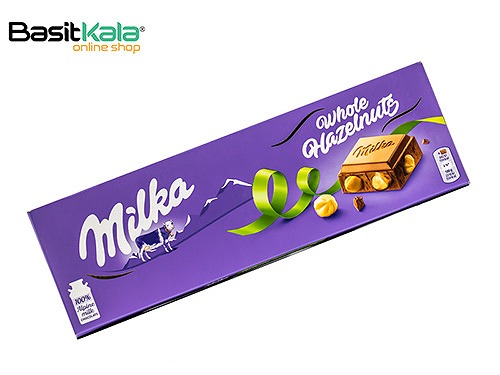 تابلت شکلات شیری با دانه های فندق کامل جعبه مقوایی 250 گرم میلکا Milka whole hazelnuts