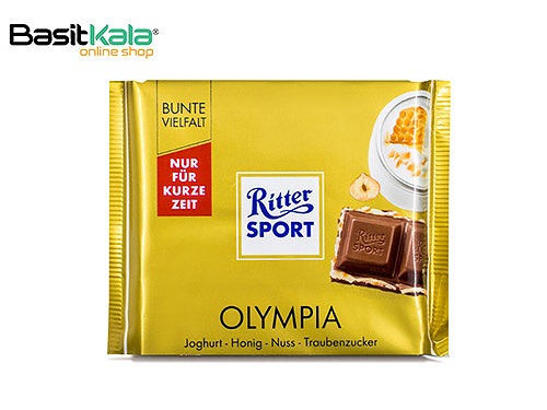 تابلت شکلات شیری حاوی ماست عسل و فندق المپیا 100 گرم ریتر اسپرت RITTER SPORT olympia