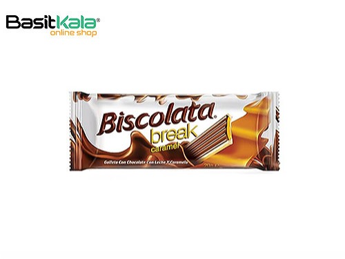 بیسکوئیت شکلاتی با مغز کارامل 20 گرم برک بیسکولاتا BISCOLATA break caramel
