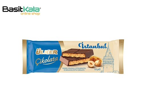 شکلات شیری تخته‌ای با مغز کادایف و فندق استانبول 93 گرم اولکر