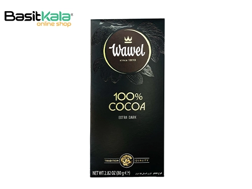 شکلات تلخ تخته‌ای 100% اکسترا دارک 80 گرمی واول