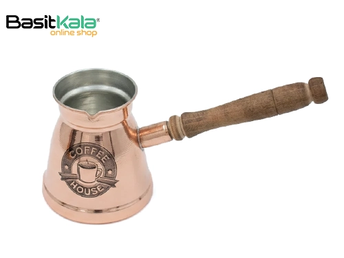 قهوه‌جوش (جذوه) مسی 4 کاپ با طرح Coffee House