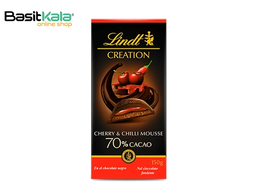 تابلت شکلات تلخ با مغز موس شکلات و فیلینگ آلبالو چیلی ۱۵۰ گرم لینت