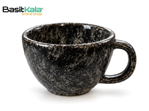 فنجان لته خوری سرامیکی مشکی با طرح سفید
