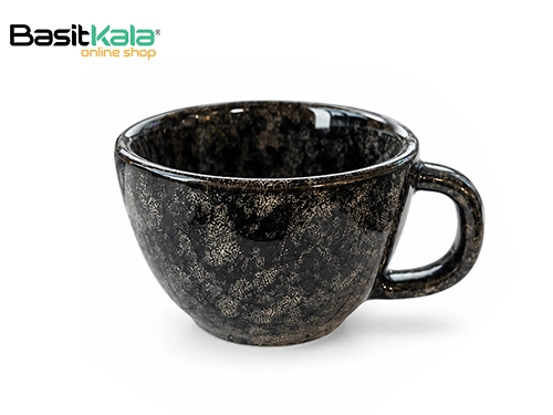 فنجان کاپوچینو خوری سرامیکی مشکی با طرح سفید