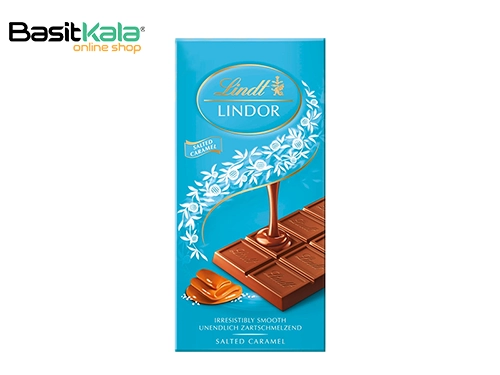تابلت شکلات شیری با مغز کارامل نمکی ۱۰۰ گرمی مدل لیندور لینت