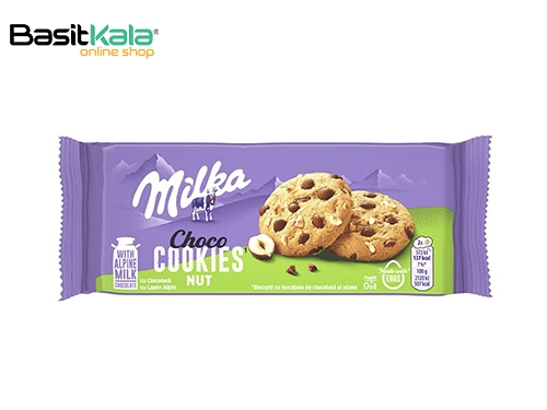 کوکی با تکه‌های چیپس شکلاتی و فندق 135 گرمی میلکا