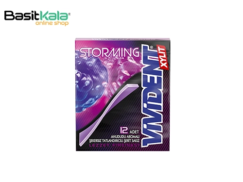 آدامس نواری بدون قند استورمینگ با طعم تمشک 12 عددی ویویدنت