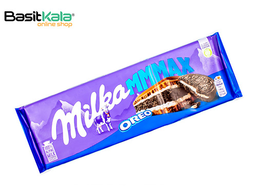 تابلت شکلات شیری با مغز بیسکوییت اورئو و کرم وانیلی 300 گرمی میلکا مکس Milka MMMAX Oreo