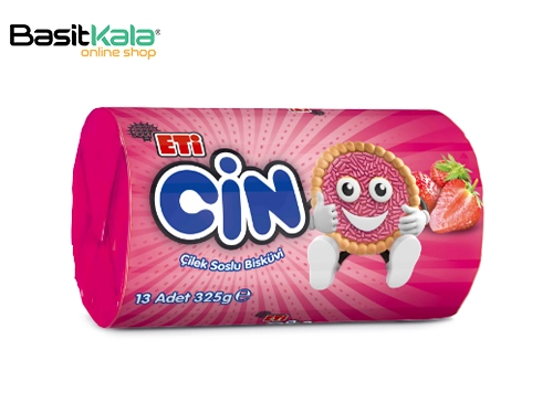 بیسکوئیت با سس توت فرنگی و تکه های شکلات 325 گرمی اتی جین Eti Cin
