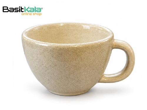 فنجان لته خوری سرامیکی کرمی خال دار