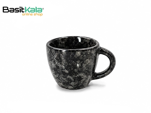 فنجان قهوه خوری سرامیکی مشکی با طرح سفید سینگل